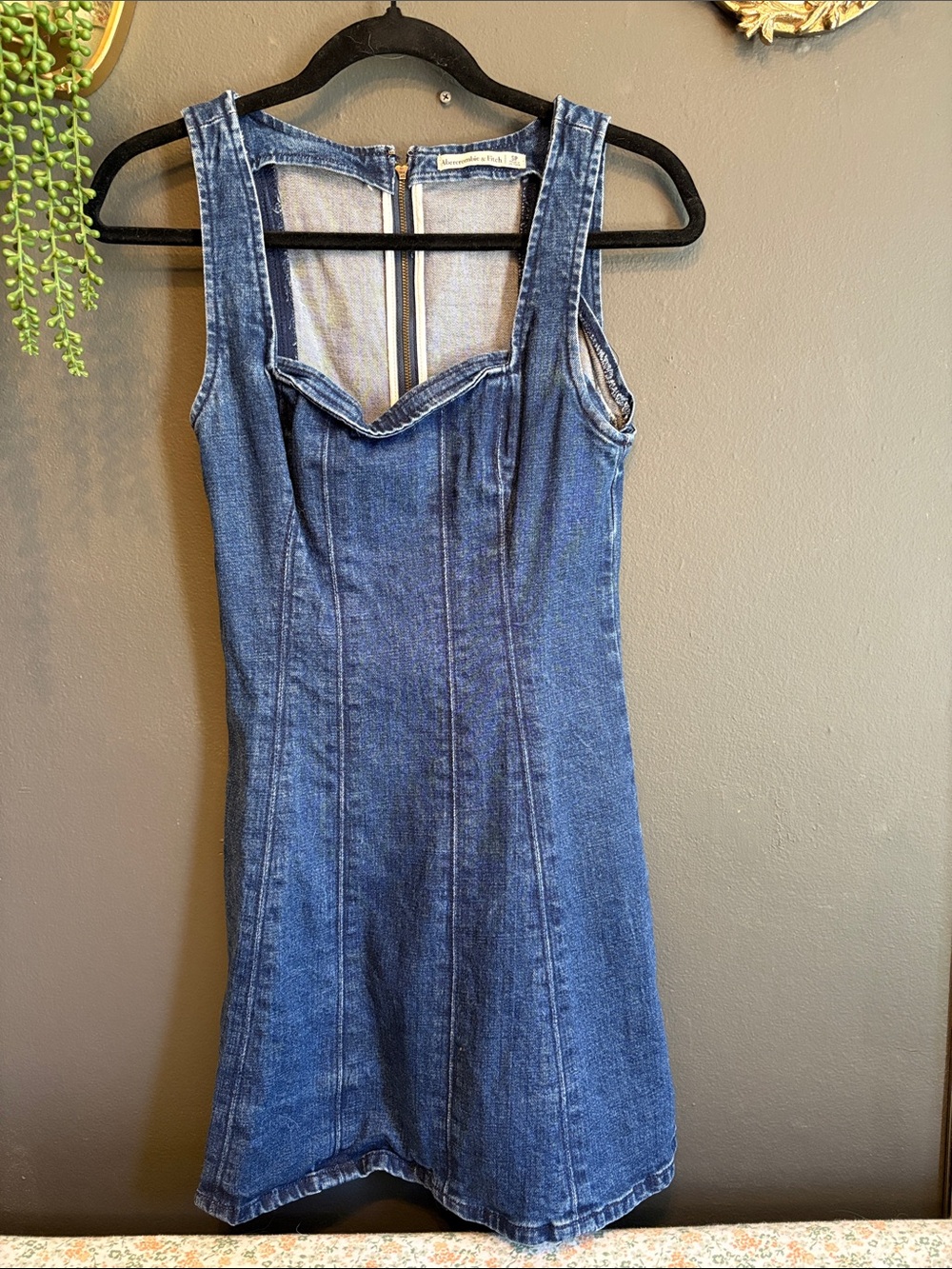 Abercrombie & Fitch Blue Denim Sleeveless Dress with Back Zip